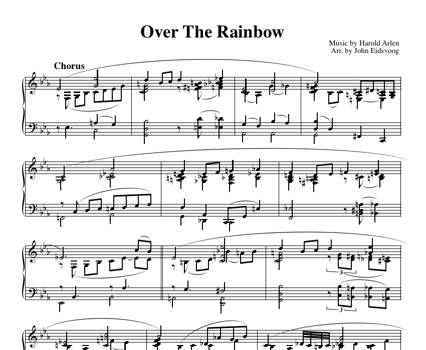 Over The Rainbow - sheet music for piano solo