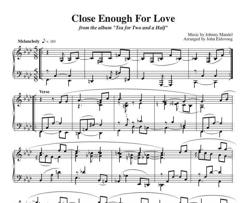 Close Enough For Love (sheet music)