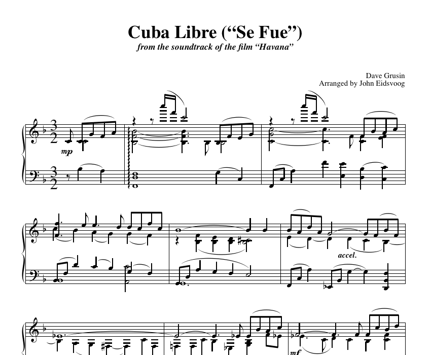 Cuba Libre (”Se Fue”) - sheet music for piano solo