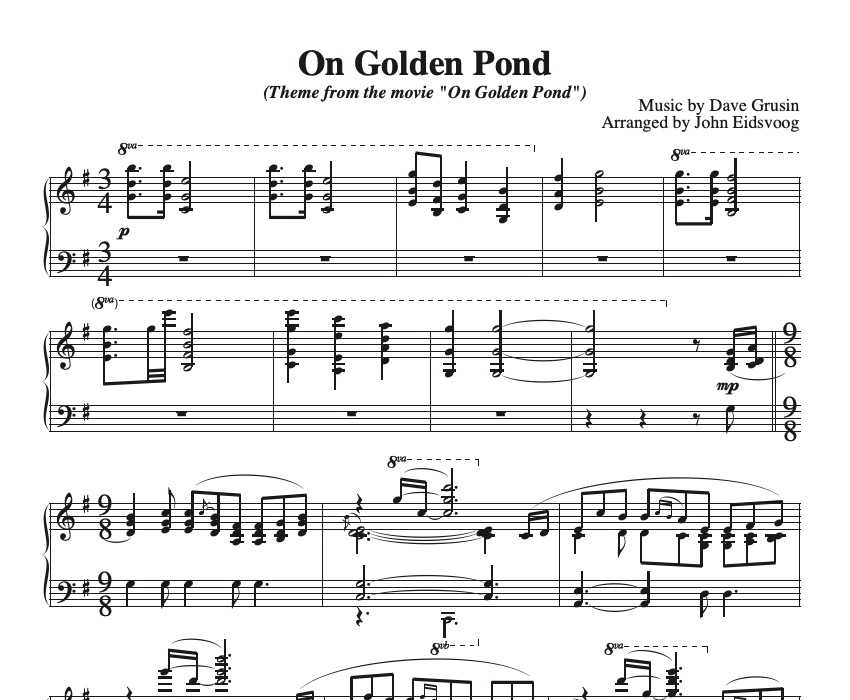 On Golden Pond - sheet music for piano solo