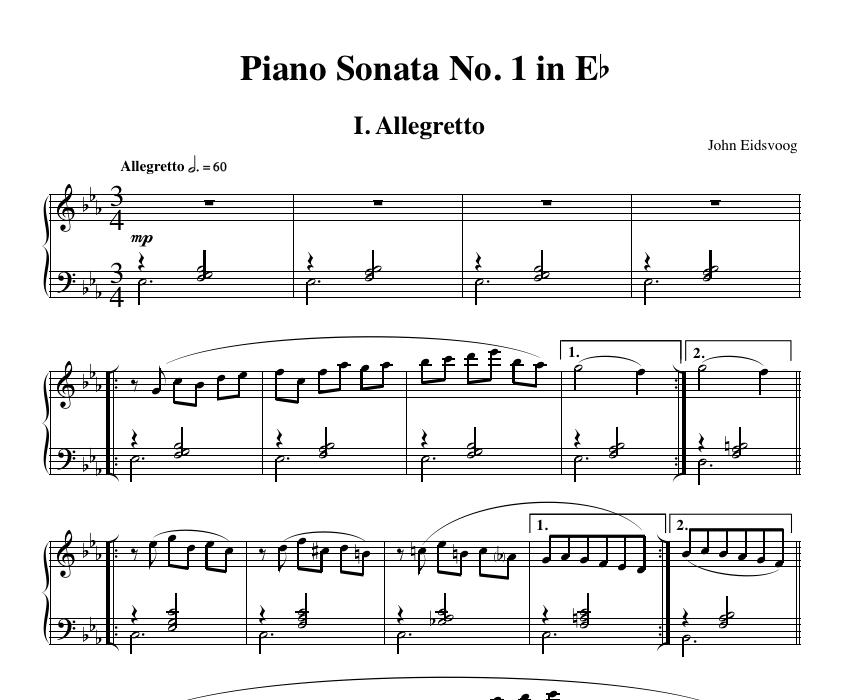 Piano Sonata No. 1 in Eb (sheet music)