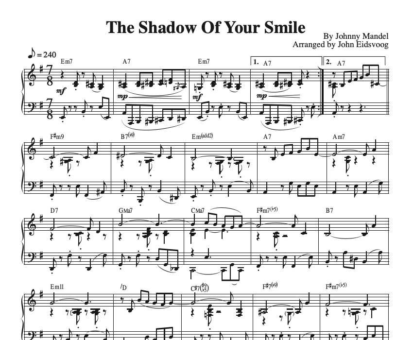 The Shadow Of Your Smile (sheet music)