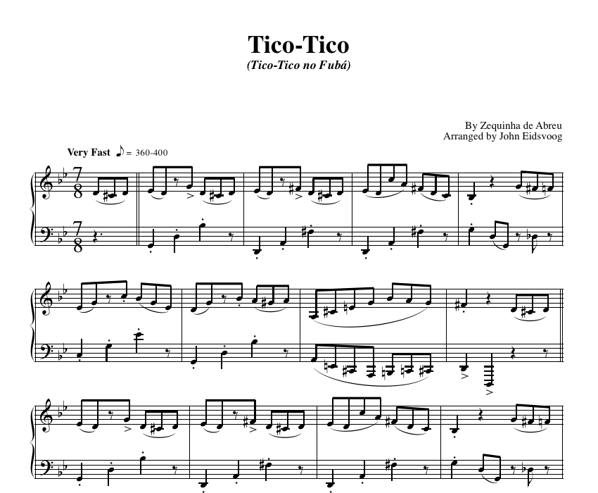 Tico-Tico, in 7/8 (sheet music)
