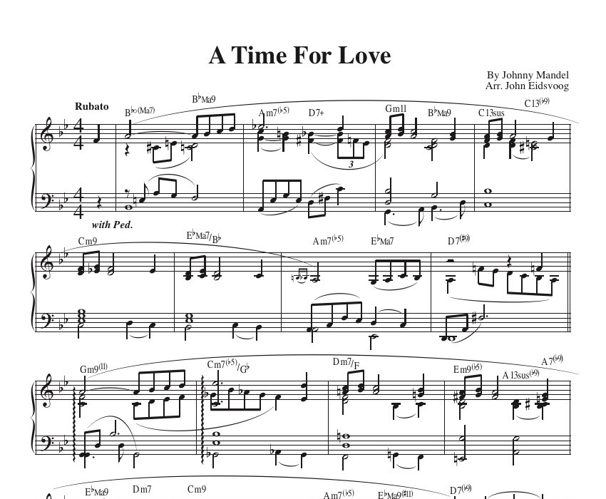 A Time For Love - sheet music for piano solo.